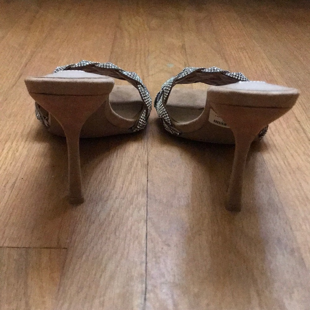Steve Madden Jazlin Rhinestone Square Open Toe Stiletto Mule Heeled Sandal - Picture 7 of 16